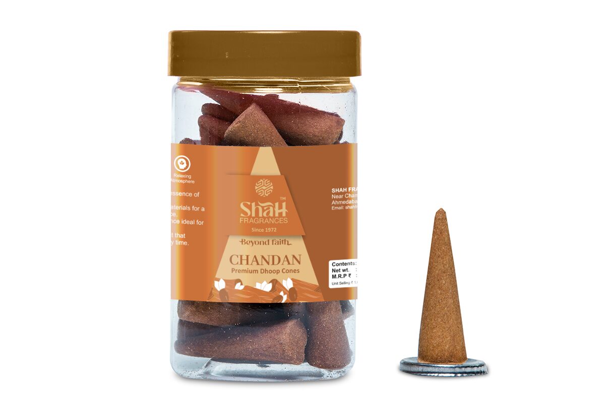Chandan 100 gram Cone Dhoop Jar - Image 1