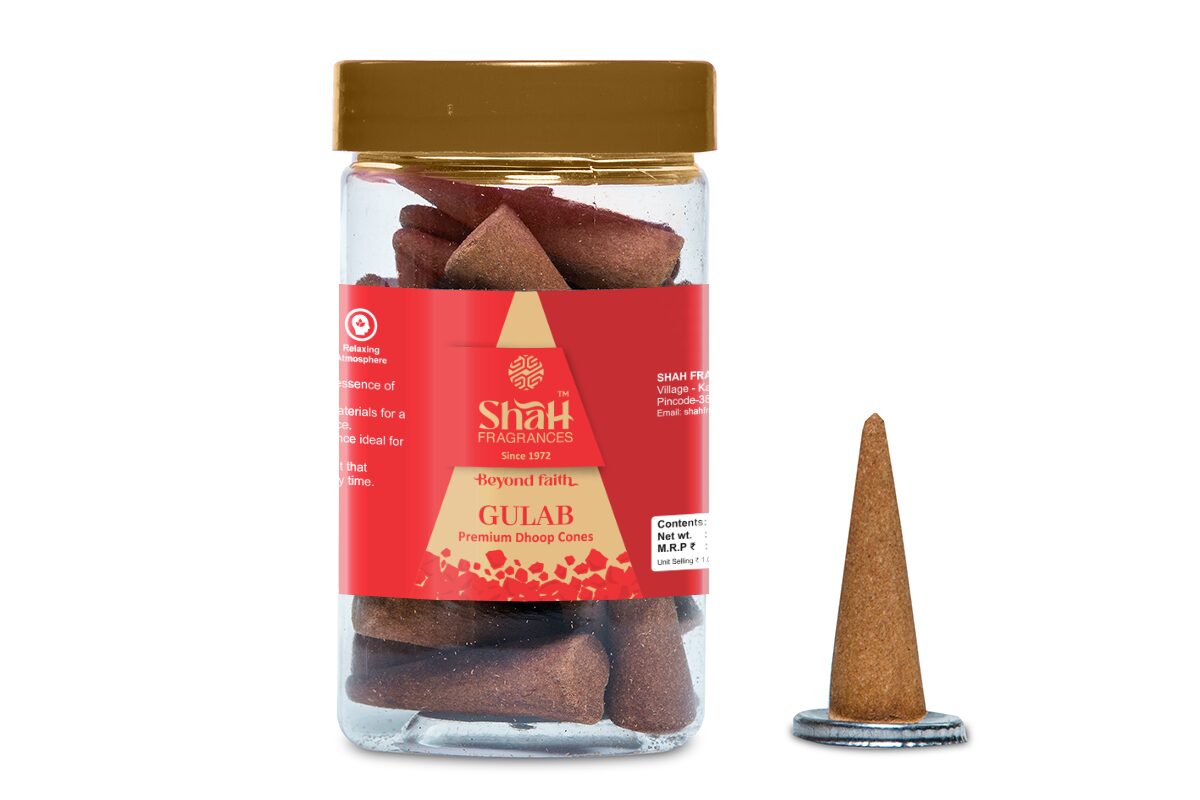 Rose 100 gram Cone Dhoop Jar - Image 1