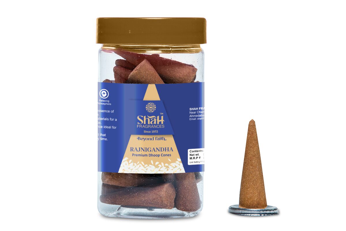 Rajnigandha 100 gram Cone Dhoop Jar - Image 1